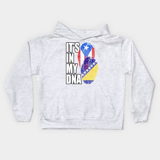 Bosnian And Puerto Rican Mix DNA Flag Heritage Gift Kids Hoodie by Just Rep It!!